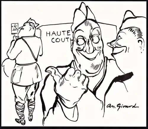 (Two soldiers making fun of another soldier behind them) - soldats Soldaten / caricature Karikatur / drawing d