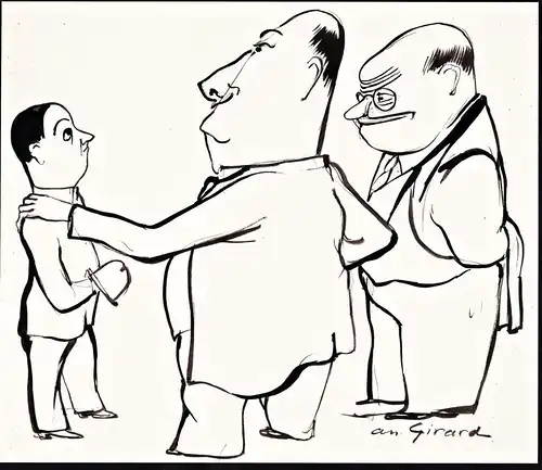 (Two older men and a younger one) - caricature Karikatur / drawing dessin Zeichnung