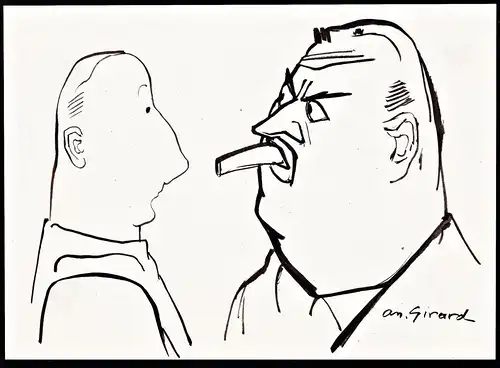 (Two men / Zwei Männer) - Rauchen smoking cigarette Zigaretten / caricature Karikatur / drawing dessin Zeichnu