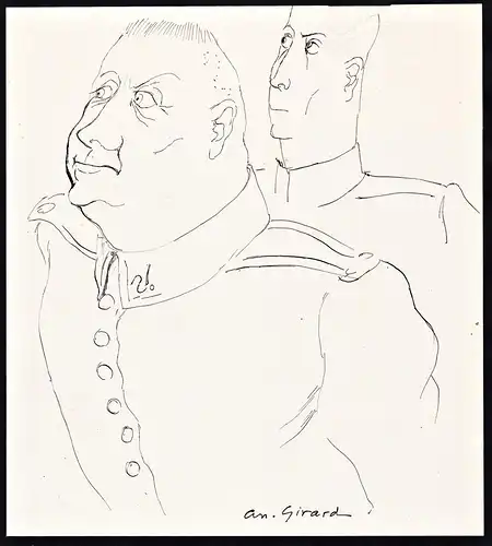 (Two soldiers) - soldats Soldaten / WWII Weltkrieg war Krieg / caricature Karikatur / drawing dessin Zeichnung