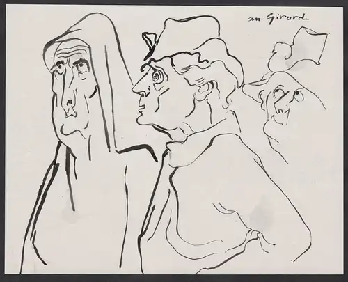 (Three people) - caricature Karikatur / drawing dessin Zeichnung
