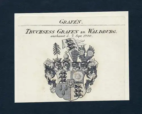 Truchsess Grafen zu Waldburg - Truchsess Truchseß von Waldburg Wappen Adel coat of arms Kupferstich  heraldry
