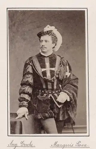 August Wilhelm Grube (1845-1903) - Theater Schauspieler Schiller Portrait Foto Photo vintage