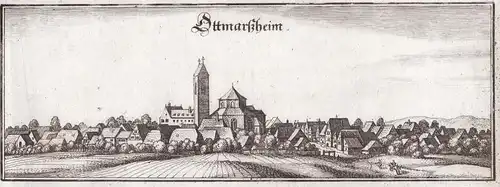 Ottmarßheim - Ottmarsheim Rixheim Haut-Rhin Alsace Elsaß gravure