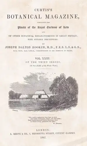 Curtis's Botanical Magazine; or Flower-Garden Displayed - Vol. XXIII Titelblatt Titel title Index / flower flo