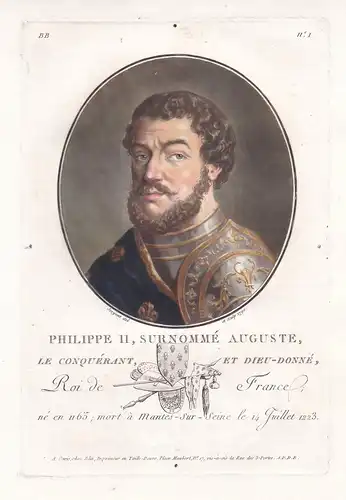 Philippe II, surnommé Auguste le Conquerant et Dieu-donné - Philippe II Auguste (1165-1223) roi König king Fra