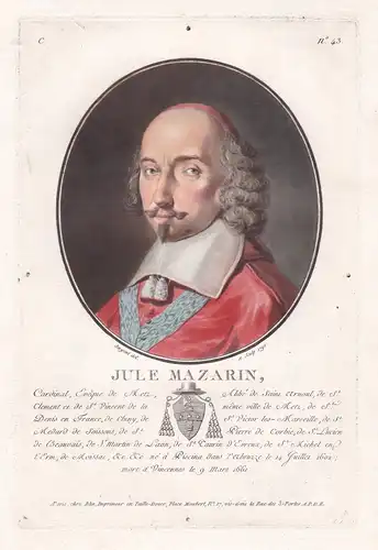 Jule Mazarin - Jules Raymond Mazarin (1602-1661) Cardinal Kardinal Diplomat Politiker politician Portrait
