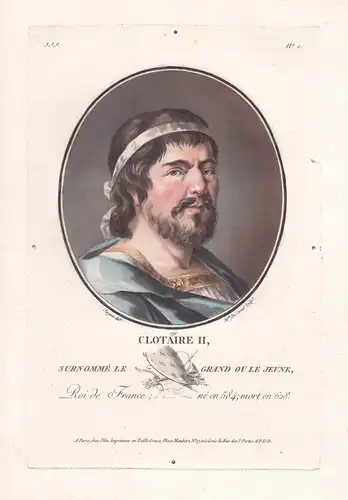 Clotaire II, surnommé le Grand ou le Jeune - Chlothar II (594-630) Clotaire II roi des Francs König der Franke