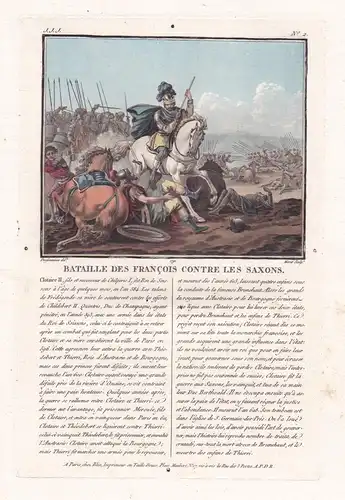 Bataille des Francois contre les Saxons - Chlothar II (594-630) Clotaire II roi des Francs König der Franken /