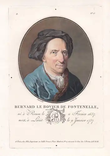 Bernard Le Bovier de Fontenelle  - Bernard Le Bovier de Fontenelle (1657-1757) ecrivain writer Schriftsteller