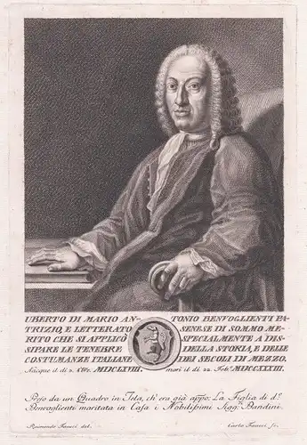 Uberto di Mario Antonio Benvoglienti Patrizio, e letterato... - Uberto Benvoglienti (1668-1733) Italian writer