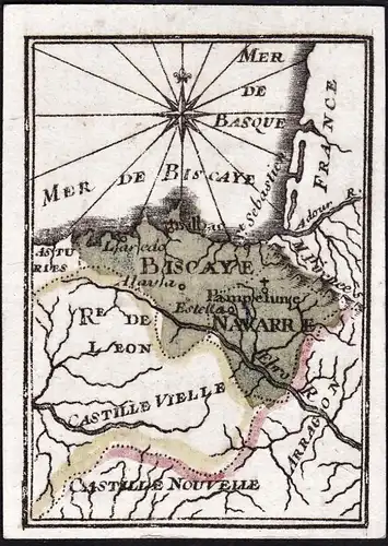 Biscaye / Navarre - Vizcaya Bizkaia Biscay Navarre Navarra / Espana Spain Spanien / map / Karte