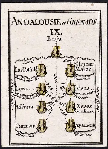 Andalousie et Grenade IX - Ecija / Granada Andalusien Andalucía / Espana Spain Spanien / map / Karte