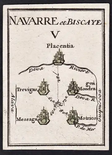 Navarre et Biscaye V - Vizcaya Bizkaia Biscay Navarra Navarre / Espana Spain Spanien / map / Karte