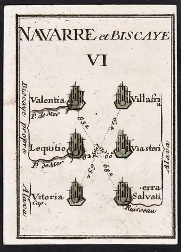 Navarre et Biscaye VI - Alava / Vizcaya Bizkaia Biscay Navarra Navarre / Espana Spain Spanien / map / Karte