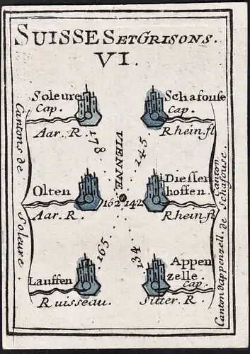 Suisses et Grisons VI - Lauffen Schaffhausen Appenzell / Schweiz Suisse Switzerland / Karte map carte