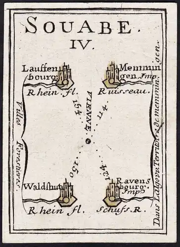 Souabe IV - Memmingen Ravensburg Laufenburg Waldshut-Tiengen / Baden-Württemberg / Deutschland / Karte map car