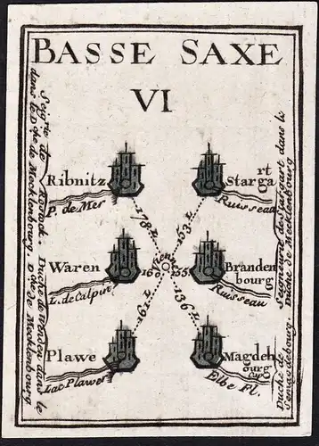 Basse Saxe VI - Stargard Ribnitz Plauen Magdeburg / Brandenburg / Karte map carte
