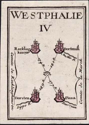 Westphalie IV - Recklinghausen Dortmund Dorsten Unna / Nordrhein-Westfalen / Karte map carte