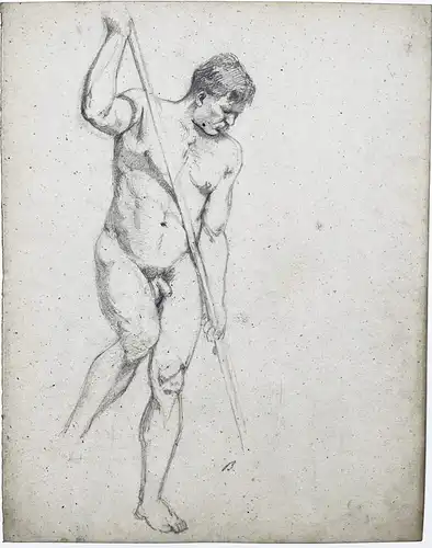 (Männlicher Akt mit Stab / Male nude)