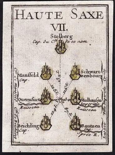 Haute Saxe VII - Stolberg Schwarzenburg Mansfeld Querfurt Mühlhausen Bautzen / Sachsen / Karte map carte