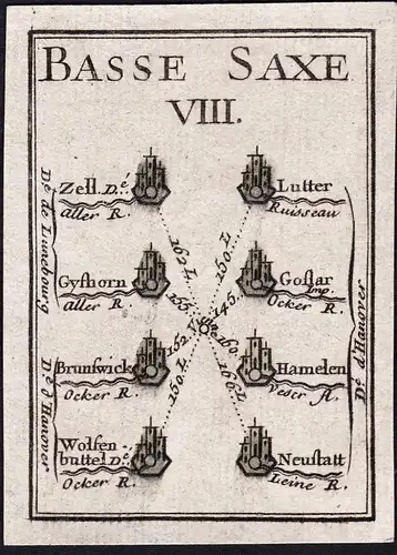 Basse Saxe VIII - Lutter Goslar Braunschweig Hameln Wolfenbüttel / Niedersachsen / Karte map carte