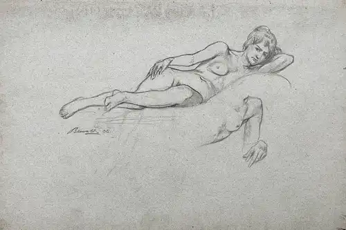 (Liegender weiblicher Akt / Reclining female nude)