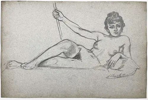 (Liegender weiblicher Akt / Reclining female nude)