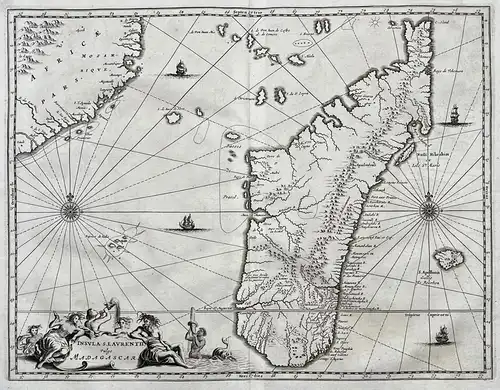 Insula S. Laurentii vulgo Madagascar - Madagascar island Insel / Africa Afrika Afrique / map Karte