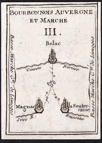 Bourbonnois Auvergne et Marche III - France Frankreich / Karte map carte