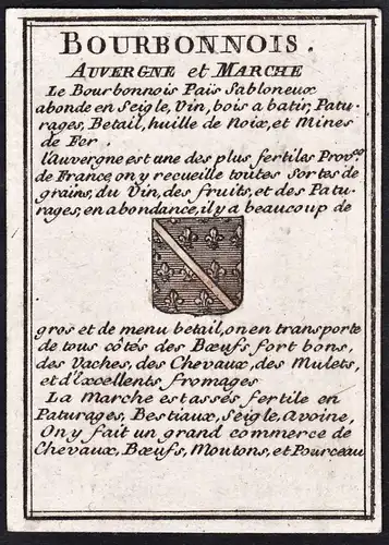 Bourbonnois Auvergne et Marche - France Frankreich / Wappen / Karte map carte