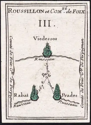 Roussillon et Comte de Foix III - France Frankreich / Karte map carte