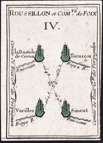 Roussillon et Comte de Foix IV - France Frankreich / Karte map carte