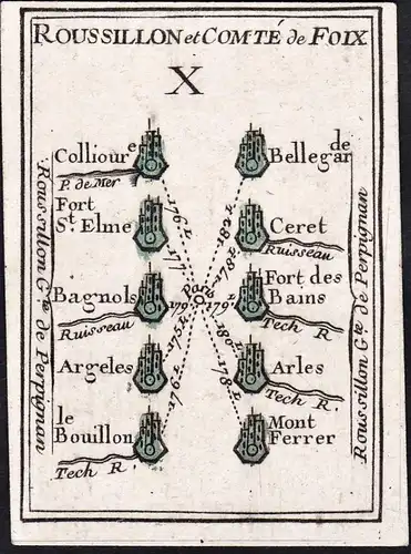 Roussillon et Comte de Foix X - France Frankreich / Karte map carte