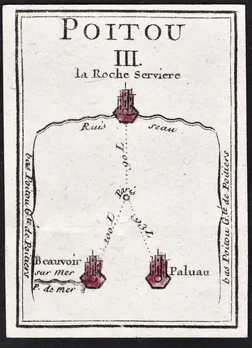 Poitou III - La Roche Serviere Beauvoir Paluau / France Frankreich / Karte map carte