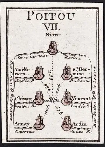 Poitou VII - Maillezais Sainte-Hermine Chizay Vouvant Aunay Ardin / France Frankreich / Karte map carte