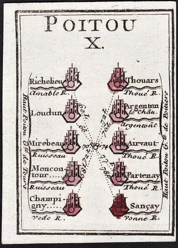 Poitou X - Moncontour Champigny-sur-Veude Argenton-Chateau Airvault Parthenay / France Frankreich / Karte map