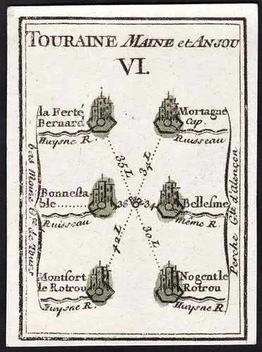 Touraine, Maine et Anjou VI - Belleme Montfort-le-Gesnois Nogent-le-Rotron / France Frankreich / Karte map car