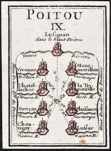Poitou IX - Chateau-Larcher Vigny Montmorillon La Trimouille Lussac / France Frankreich / Karte map carte