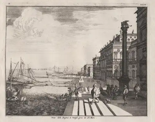 Vue dela Dogna a Venise pres de St. Marc. - Venezia Venedig Venice Dogna veduta incisione acquaforte
