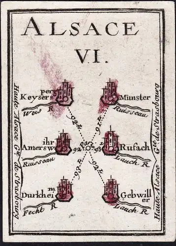 Alsace VI - Keysersperg Munster Amerswihr Rufach Durkheim Gebwiller / Elsass / France Frankreich / Karte map c