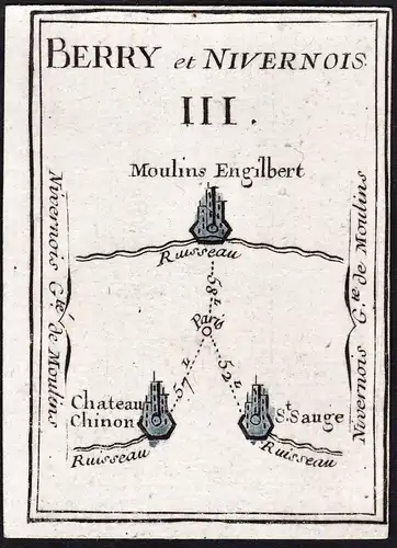 Berry et Nivernois III - Moulins Engilbert Chateau Chinon St. Sauge / France Frankreich / Karte map carte