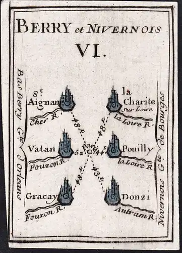 Berry et Nivernois VI - St. Aignan La Charite Vatan Pouilly Gracay Donzi / France Frankreich / Karte map carte
