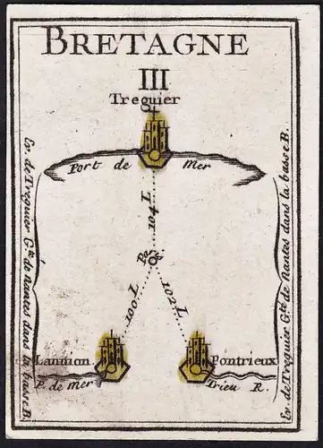 Bretagne III - Treguier Lannion Pontrieux / France Frankreich / Karte map carte