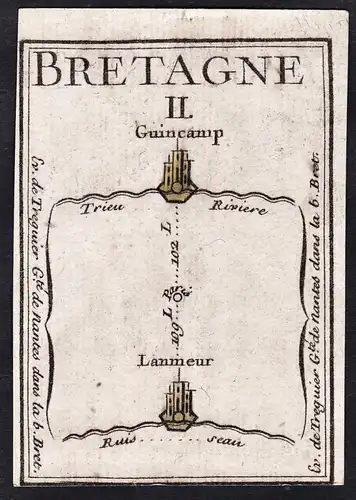 Bretagne II - Guingamp Lanmeur / France Frankreich / Karte map carte