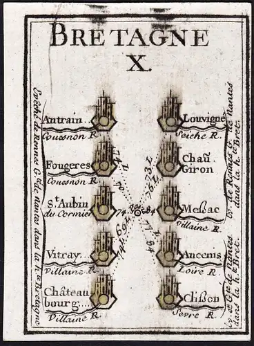 Bretagne X - Chateaubourg Louvigne-du-Desert Chateaugiron Clisson / France Frankreich / Karte map carte