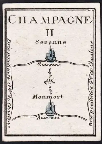 Champagne II -  Sezanne Monmort Montmort-Lucy / France Frankreich / Karte map carte