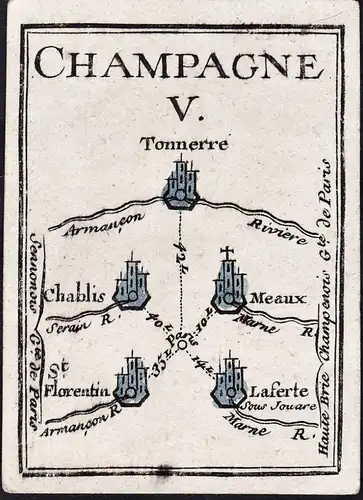 Champagne V - Tonnerre Chablis Meaux St. Florentin Laferte / France Frankreich / Karte map carte