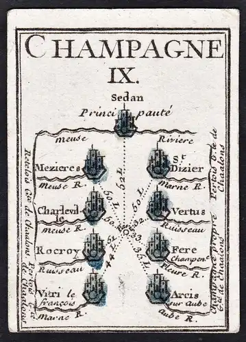 Champagne IX - Sedan Mezieres St. Dizier Vertus Fere Arcis Charleville Rocroy / France Frankreich / Karte map
