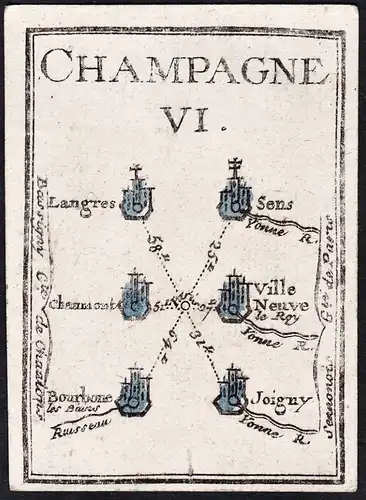 Champagne VI - Langres Sens Chaumonte Ville Neuve Bourbone Joigny / France Frankreich / Karte map carte